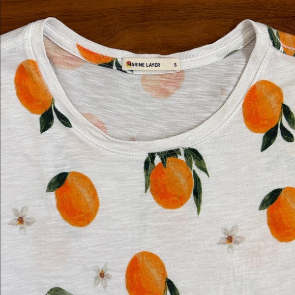 Marine Layer Swing Crew Tee Orange 🍊 Print Size Small - Picture 2 of 6